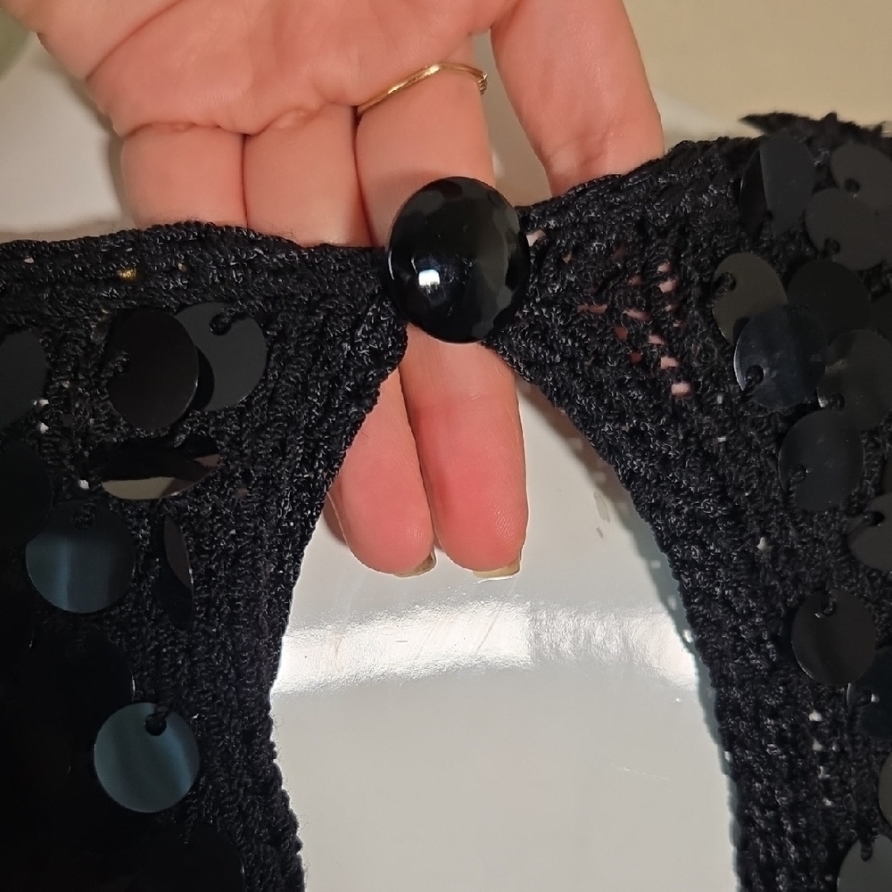 Chic Black Sequin Women's Blouse - Picture 6 of 10